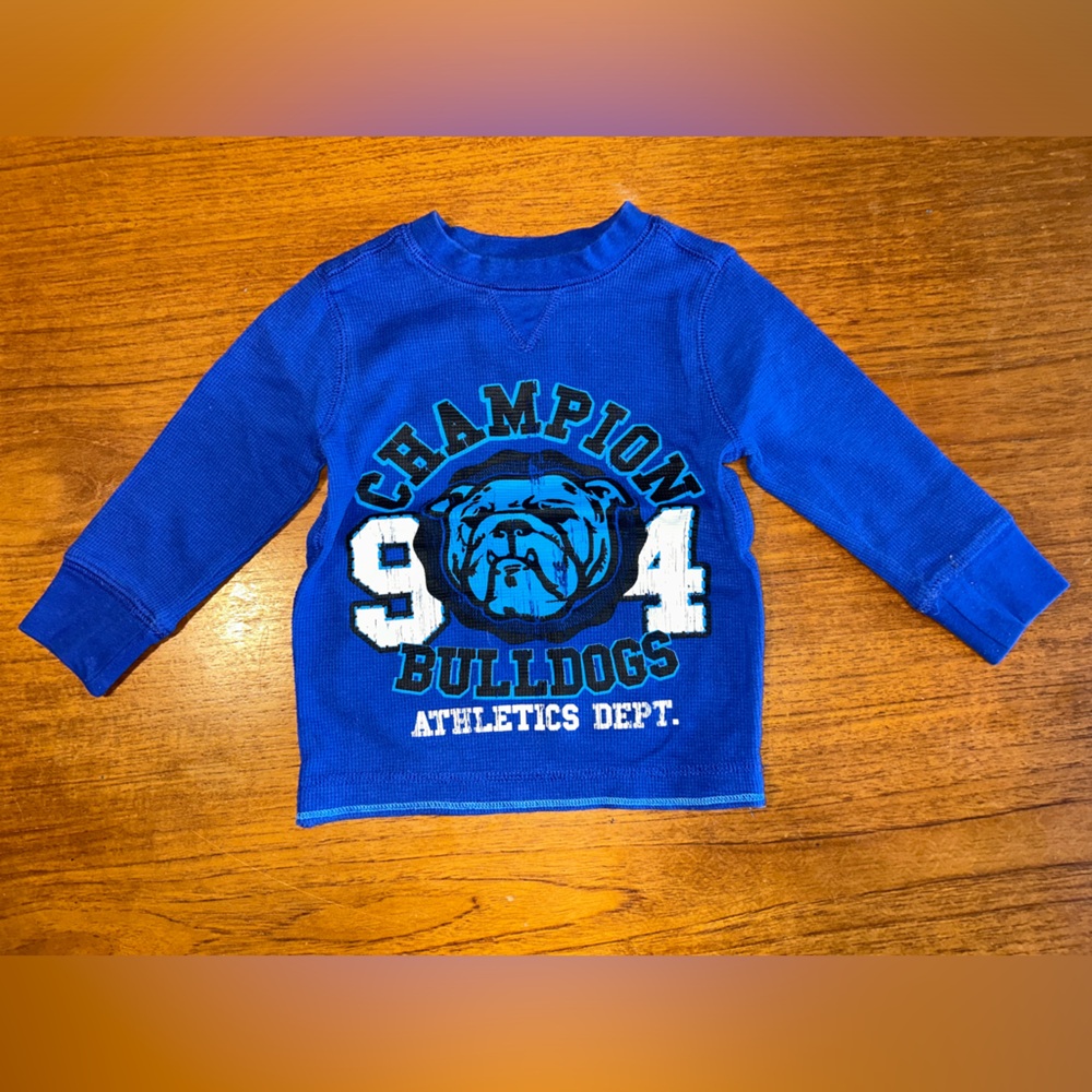 George | waffle blue “champion” cotton blend long sleeve t-shirt | size 2T